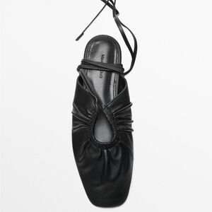 Massimo Dutti Ruched Leather Flats